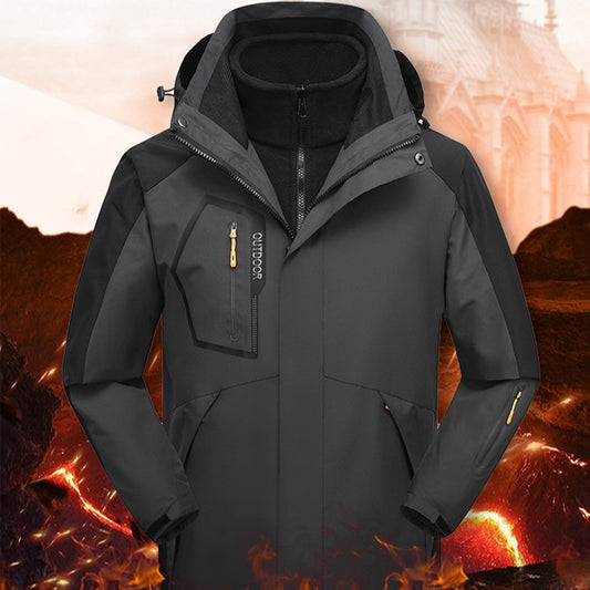 Winter Outdoors Three-in-one Coat Warm-keeping Cotton Clothing Shell Jacket Cotton-padded Coat For Men And Women - globaltradeleader