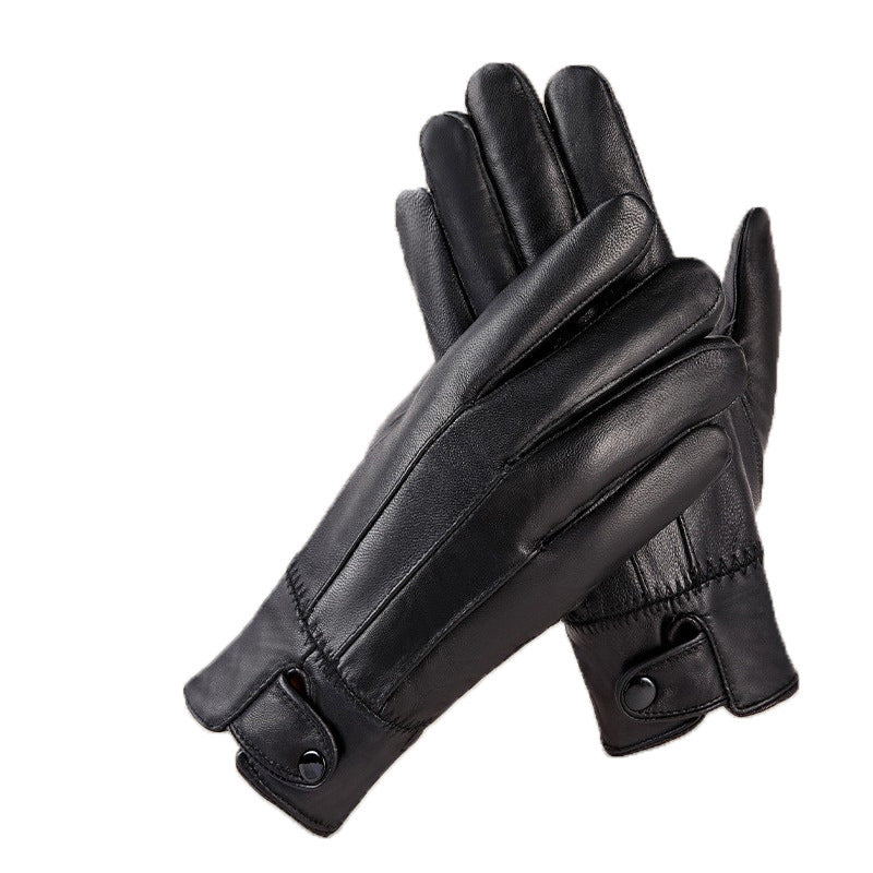 Genuine Leather Gloves For Men And Women Autumn And Winter Fleece-lined Thickened - globaltradeleader
