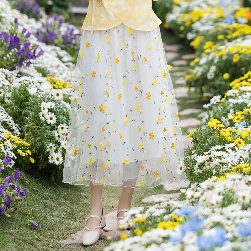 New Small Floral High Waist Skirt Retro Chinese Style Dress