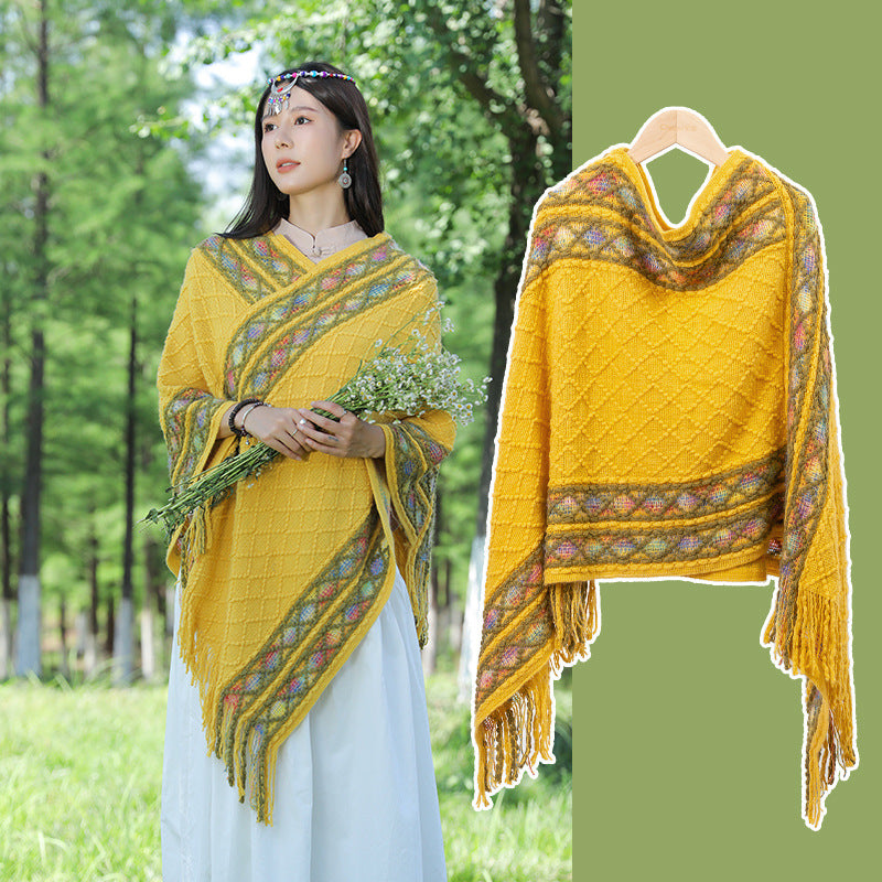 Autumn And Winter New Ethnic Style Shawl Travel Tassel Cloak