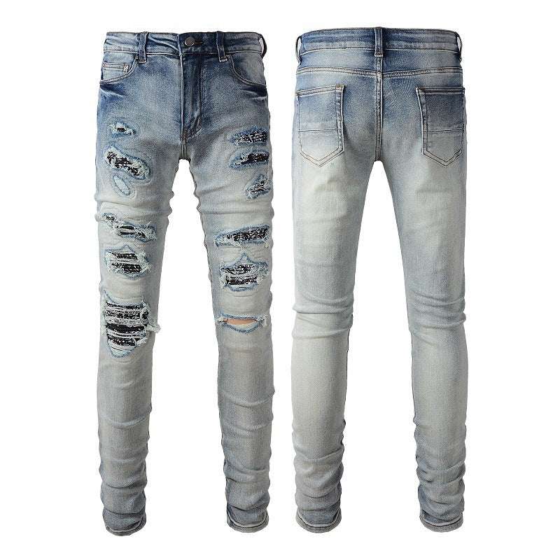 Men's Hole Slim Denim Pants - globaltradeleader