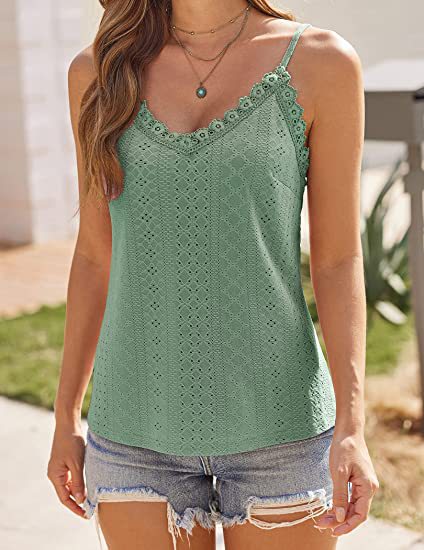 Solid Color Hollow Lace Strappy T-shirt - globaltradeleader