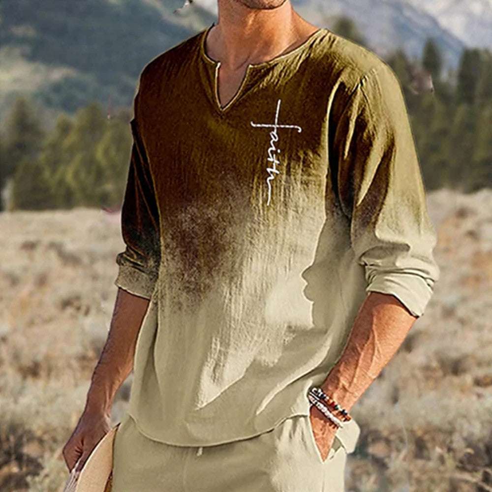 Printed Regular Round Neck Long Sleeve Short Sleeve