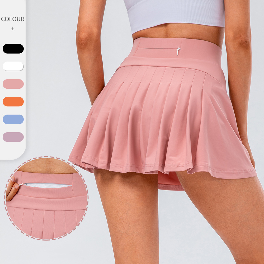 High Quality Tennis Skirt With Zipped Pocket Women Pleated Sports Skirt - globaltradeleader