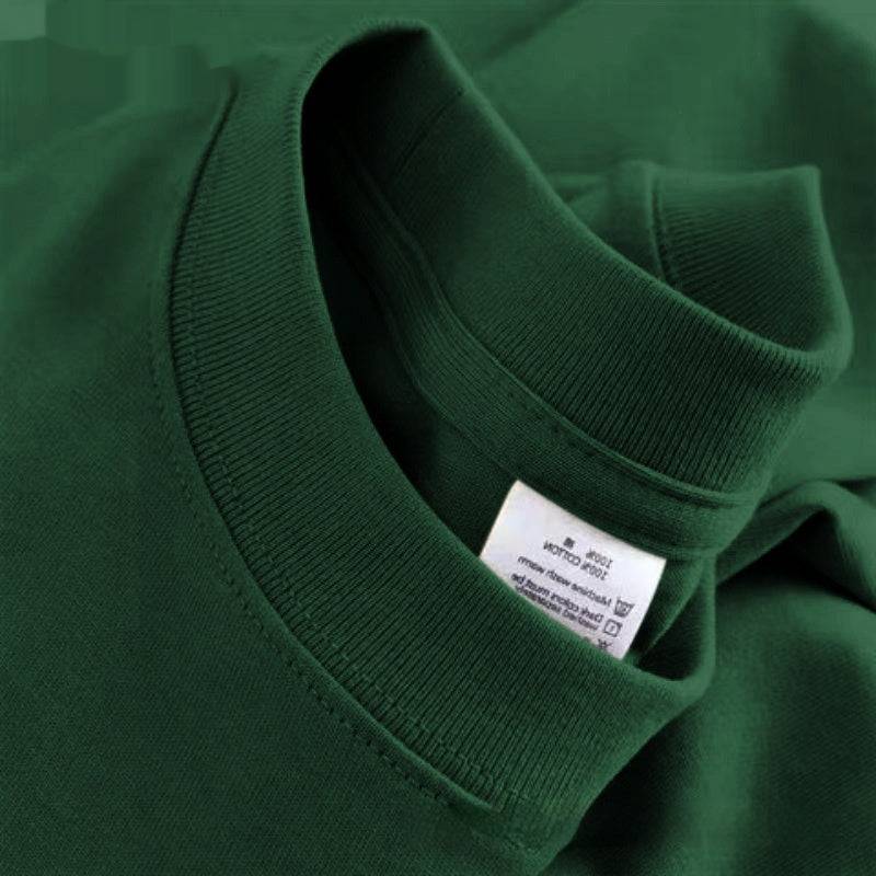 High Quality Cotton Heavy Loose Bottoming Shirt Casual Basic T-shirt Pure Cotton Retro Solid Color Round Neck Men's Short Sleeve - globaltradeleader