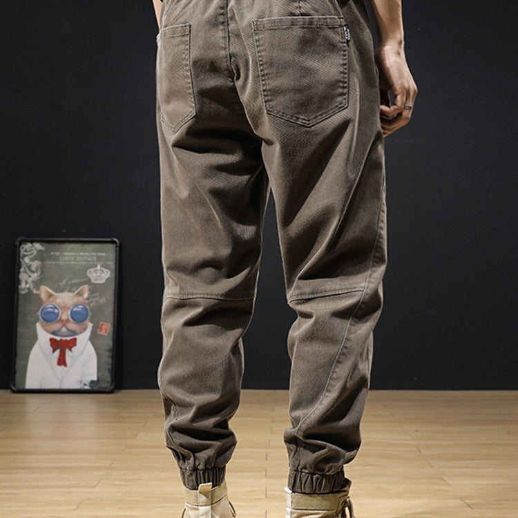 Labor Protection Work Jeans Plus Size Loose Tappered Drawstring Wear-resistant Stain-resistant Harem Pants - globaltradeleader