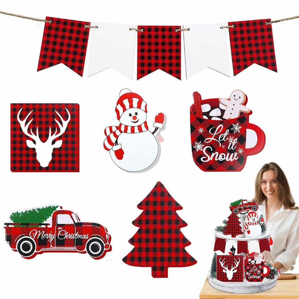 Christmas Wooden Layered Decorative Tray