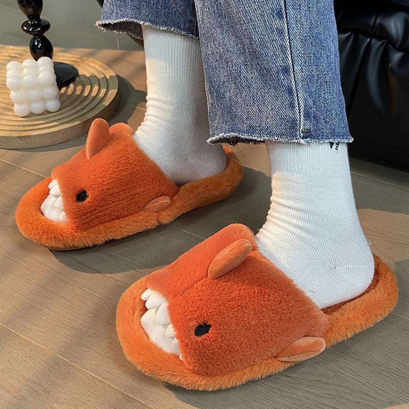 Shark Slippers Fluffy Slippers For Women Couple House Shoes Winter - globaltradeleader