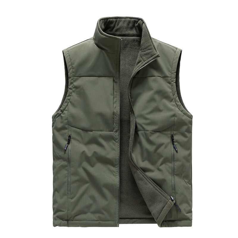 Men's Double-sided Fleece Vest Winter Warm Loose Sleeveless Tank Outdoor Workwear Vest Clothing - globaltradeleader