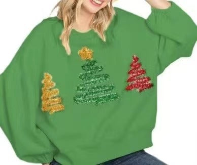 Women's Christmas Tree Casual Pullover Long Sleeve Sweater - globaltradeleader