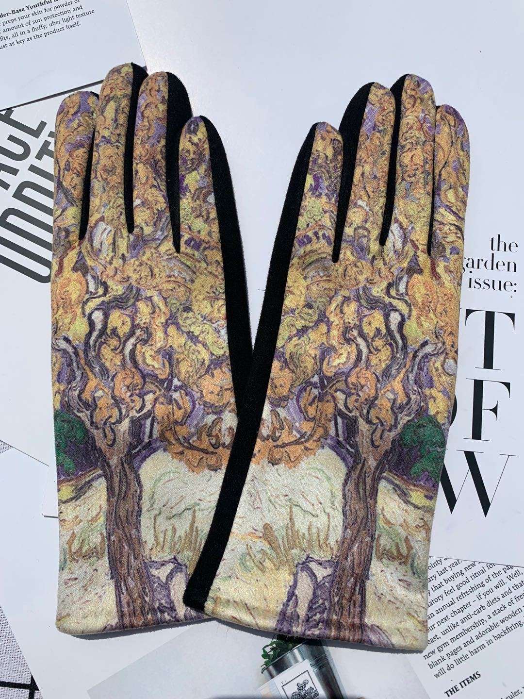Autumn And Winter Fashion Trends Oil Painting Gloves AB Suede - globaltradeleader
