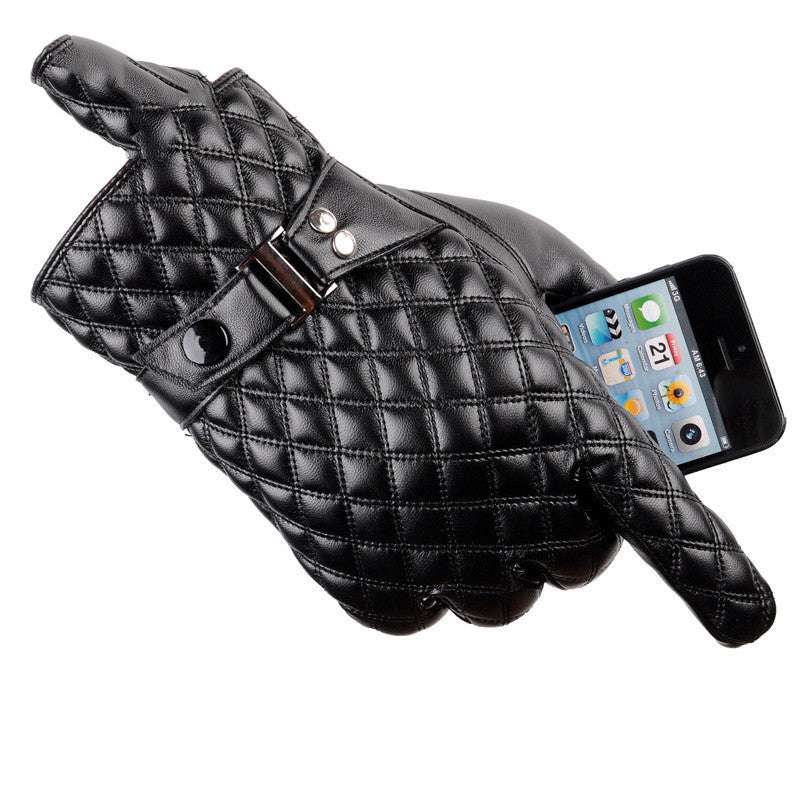 Men's Touch Screen Leather Gloves Cold Protection In Autumn And Winter Rain-proof Thermal Plus Velvet - globaltradeleader