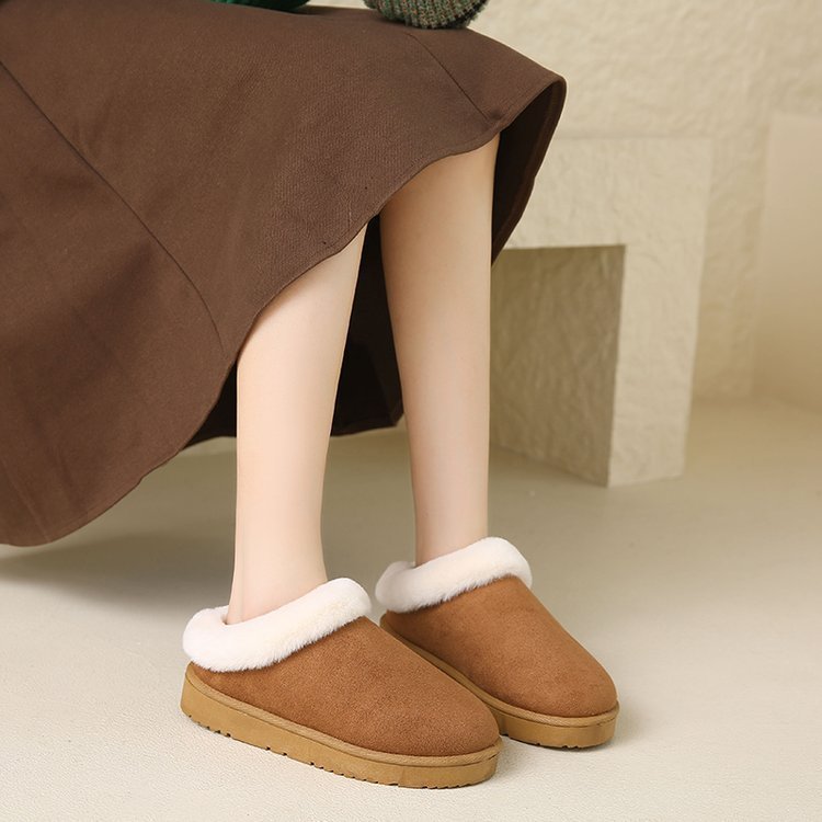 Women Winter New Round Head Leisure Slip-onPlus Size Cotton Shoes - globaltradeleader