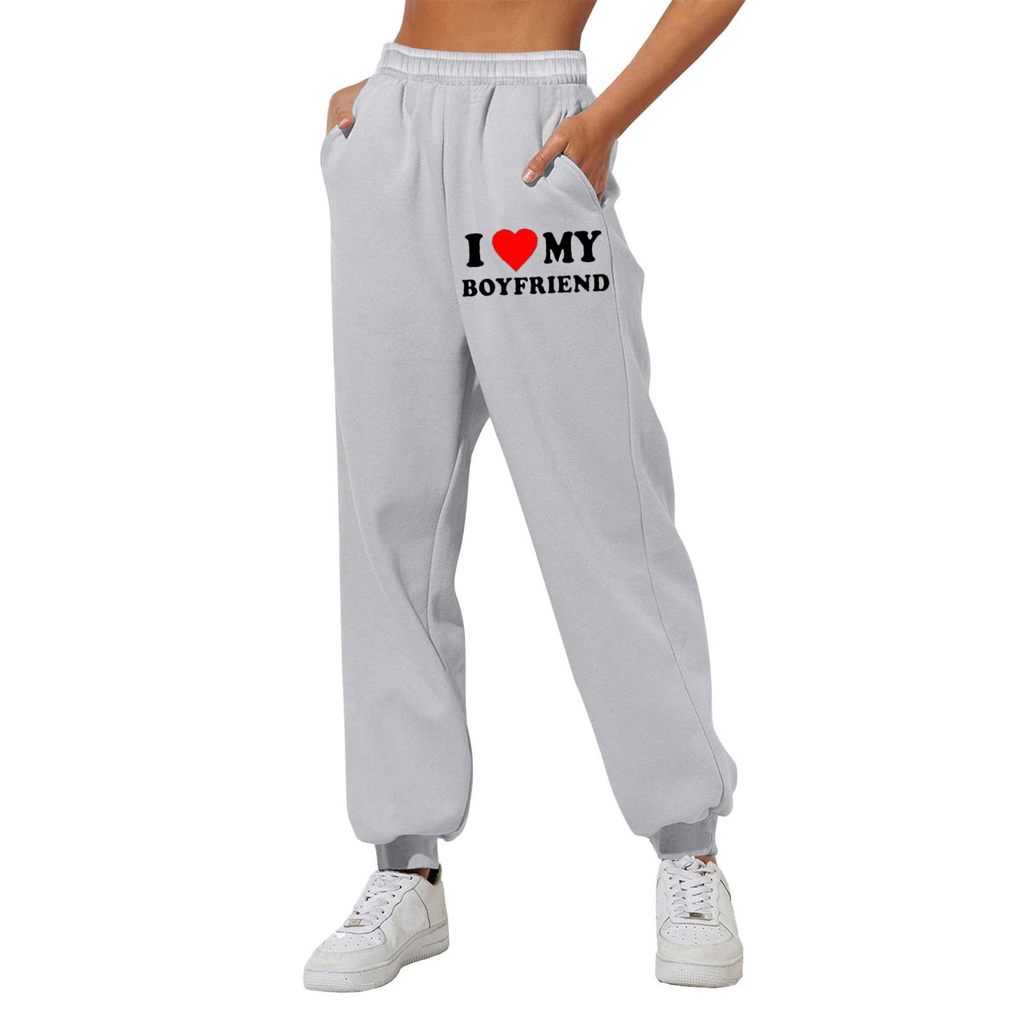 I Love MY BOYFRIEND Printed Trousers Casual Sweatpants Men And Women Sports Pants - globaltradeleader