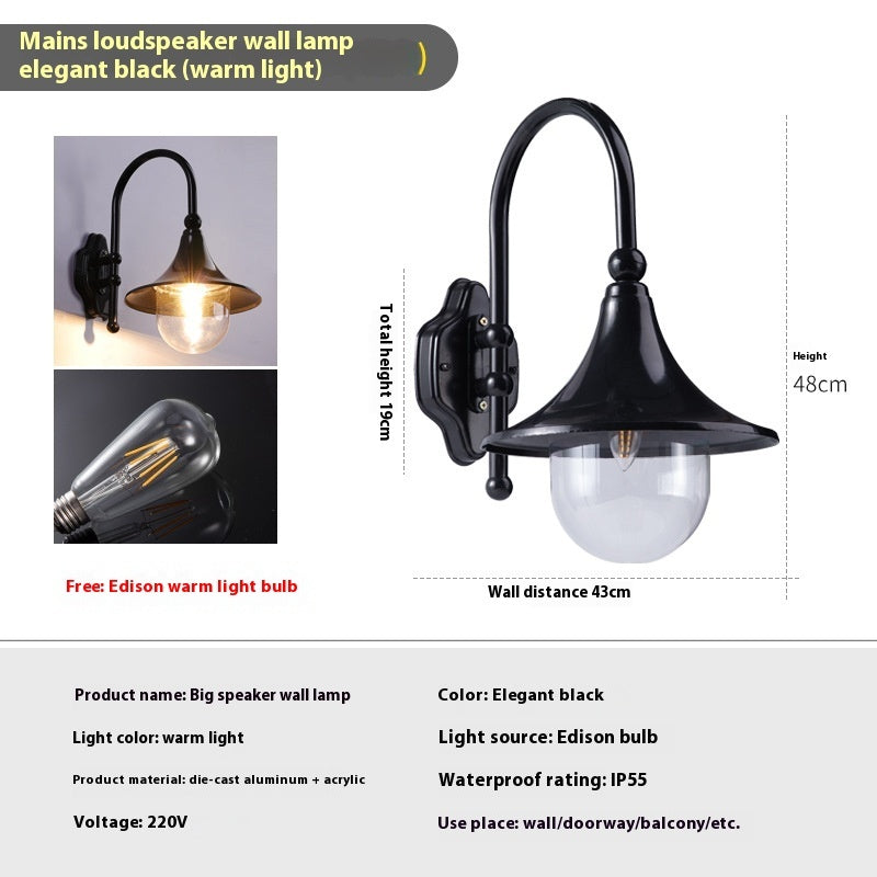 Outdoor Wall Lamp Horn Wall Lamp Outdoor Gate Lamp Stairs Pastoral Aluminum Balcony Exposed Table Lamp - globaltradeleader