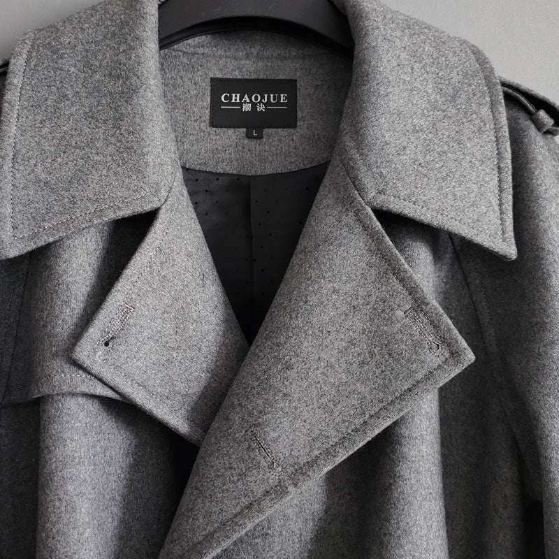 Men's Double Breasted Knee Length Woolen Coat - globaltradeleader