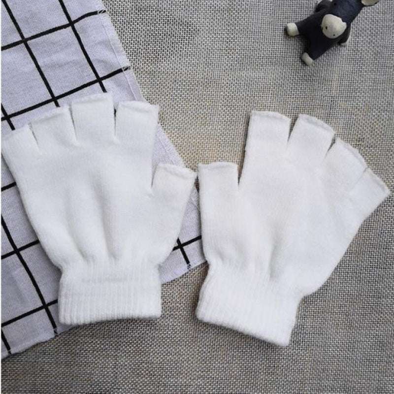 Autumn And Winter Thin Knitted Half Finger Gloves Adult Riding Cold-proof - globaltradeleader