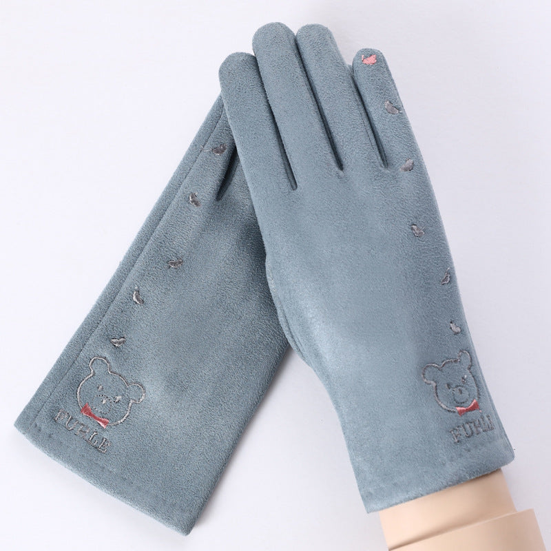 Thermal Gloves N915 Women's Winter Suede Double-layer Velvet Thickened - globaltradeleader