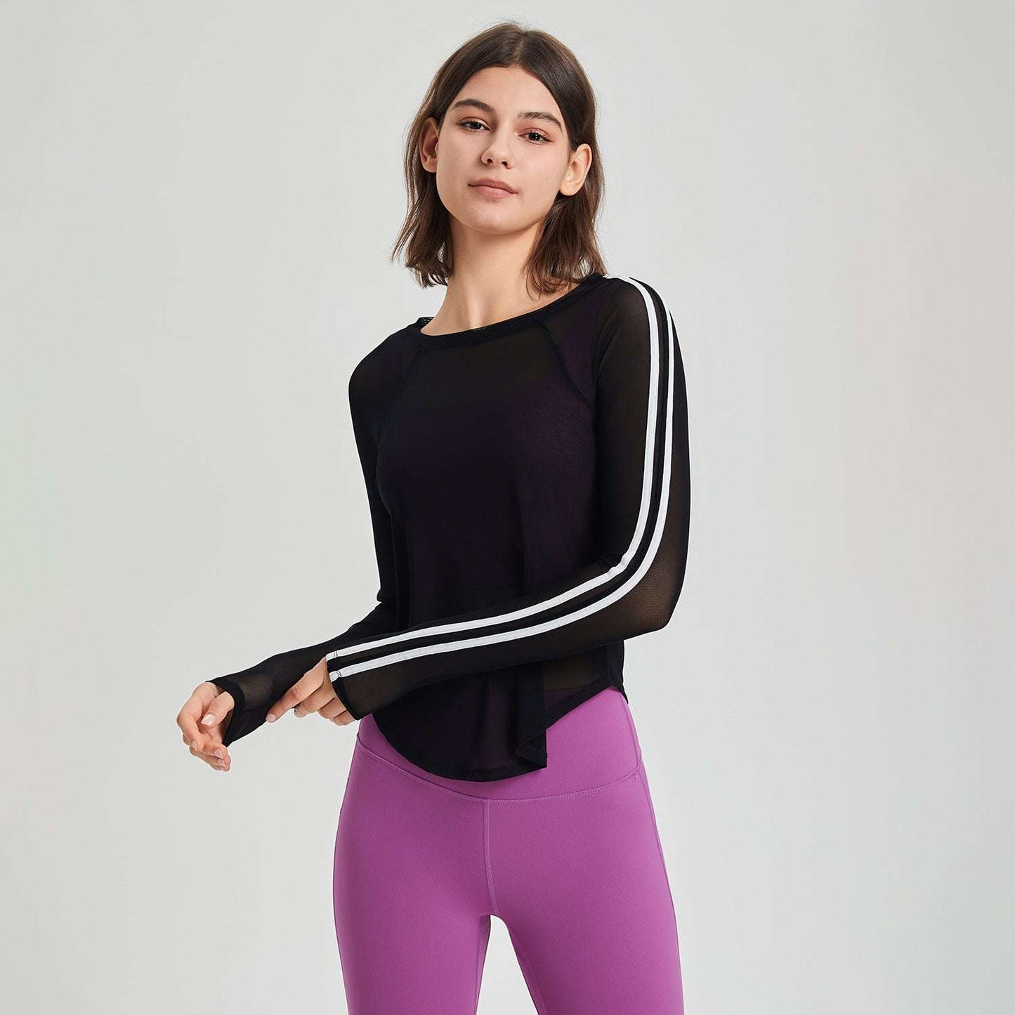 Sports T-shirt Mesh Quick-drying Long Sleeve Slim Fit Breathable Running Fitness Top Yoga Clothes Blouse - globaltradeleader