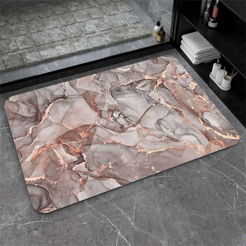 Nordic Light Luxury Marbling Diatom Ooze Absorbent Non-slip Floor Mat Toilet Door Quick-drying Feet - globaltradeleader