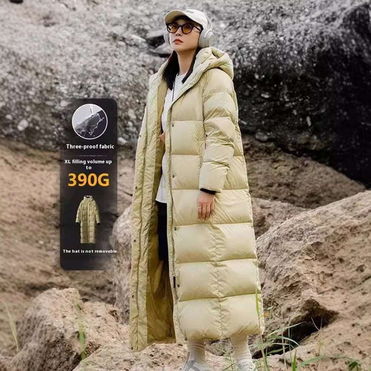 Thickened Extra Long Down Jacket Women's Over-the-knee Long Warm Jacket - globaltradeleader