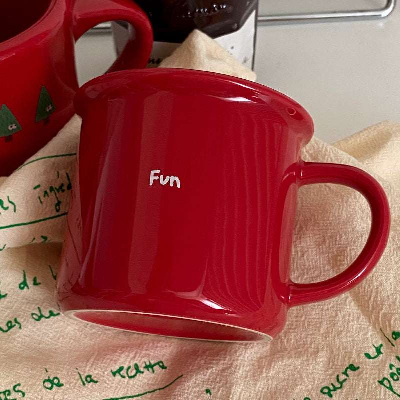 New Year Christmas Red Turn-over Ceramic Mug