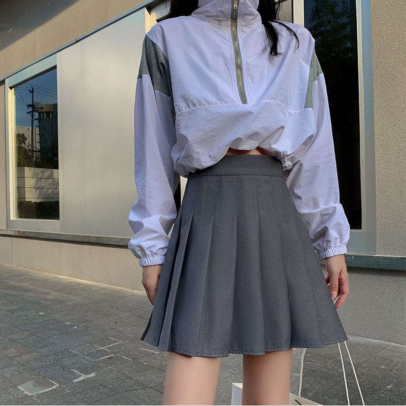 Sweet Spring And Autumn Thin Grey Skirt - globaltradeleader