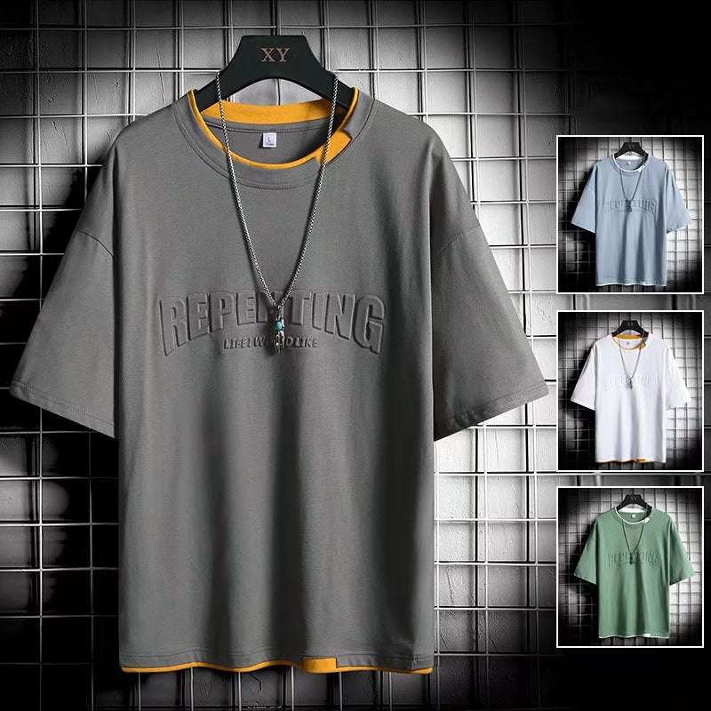 Fake Two-piece Casual Bottoming Shirt Summer Short-sleeved