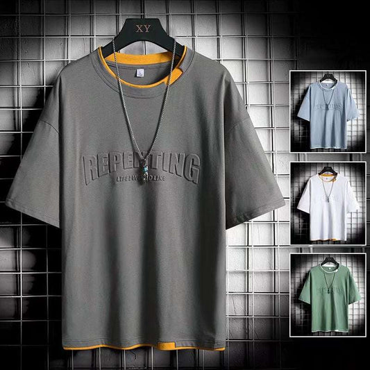 Fake Two-piece Casual Bottoming Shirt Summer Short-sleeved