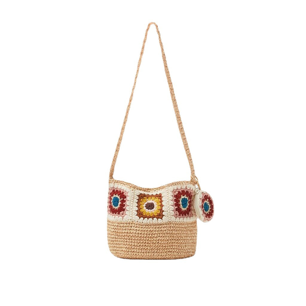 A Crochet Straw Bag One Shoulder Crossbody