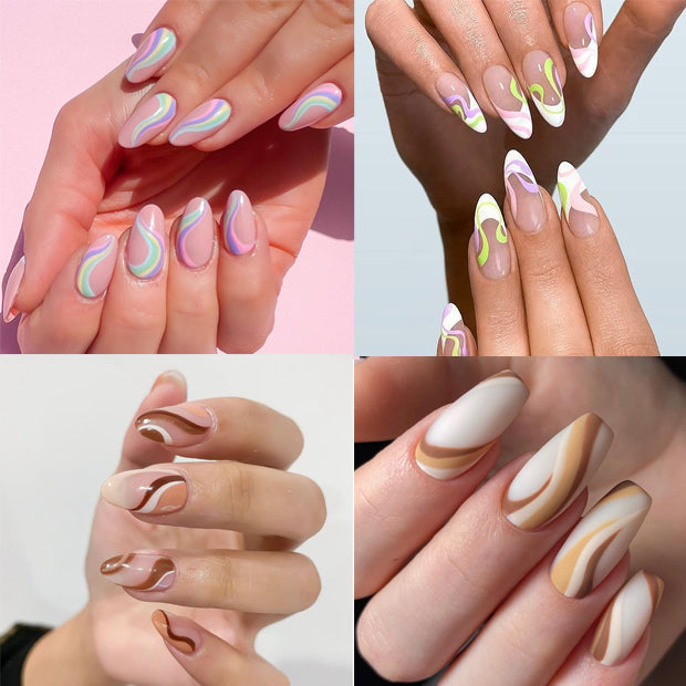 Abstract Ribbon Line Watermark Nail Sticker Decoration