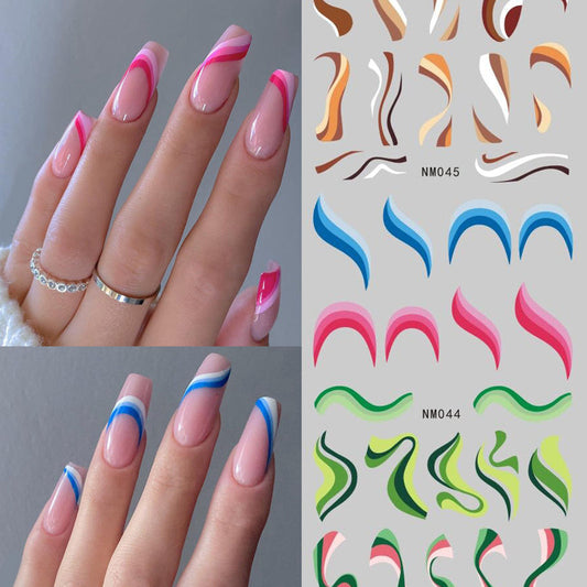 Abstract Ribbon Line Watermark Nail Sticker Decoration