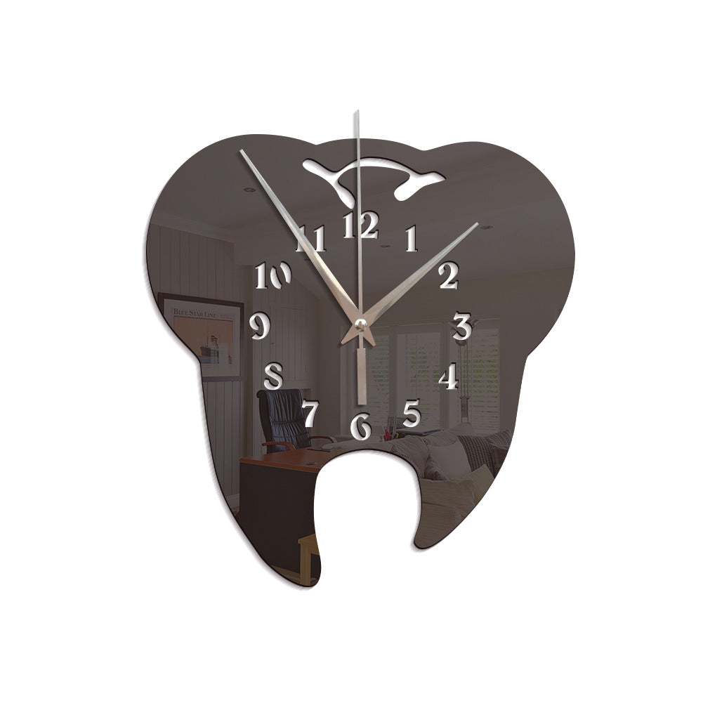 Acrylic tooth shape wall clock Living room office custom quartz mute clock