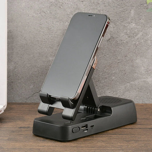 Adjustable Angle Durable For Desk With Bluetooth Speaker Wireless Universal Phone Holder Stereo Sound USB Charging Home Office - globaltradeleader