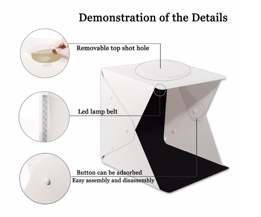 Adjustable double light bar LED light soft light shooting table mini photography box small light box