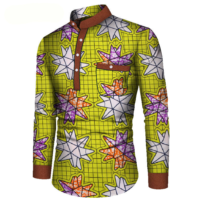 African Long Sleeve Men's Printed Casual Shirt