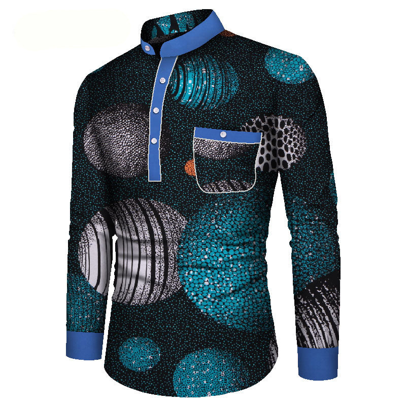 African Long Sleeve Men's Printed Casual Shirt