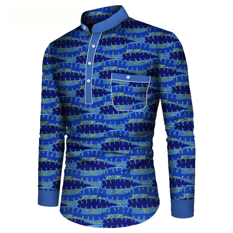 African Long Sleeve Men's Printed Casual Shirt