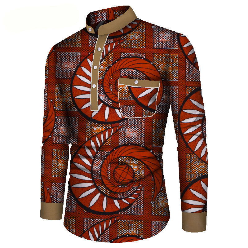 African Long Sleeve Men's Printed Casual Shirt