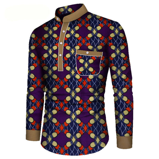 African Long Sleeve Men's Printed Casual Shirt