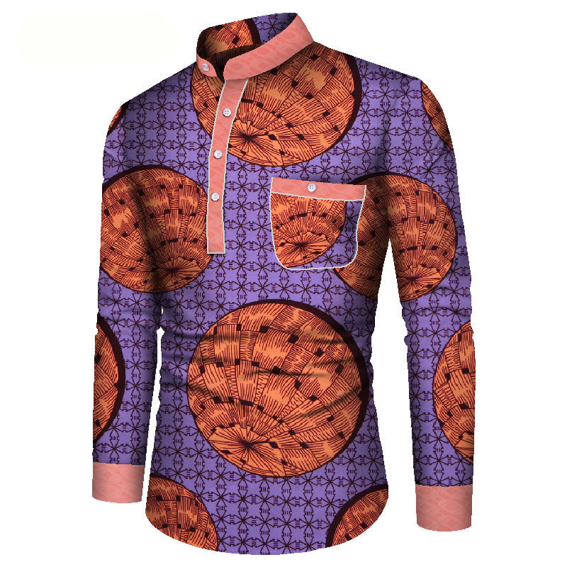 African Long Sleeve Men's Printed Casual Shirt