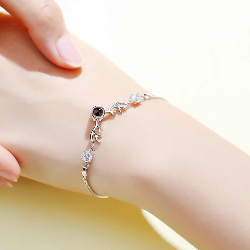 All The Way There Is Your Deer Bracelet Female Lettering Sterling Silver Custom Projection Net Red Sen Series Ins Niche Design One Generation Delivery