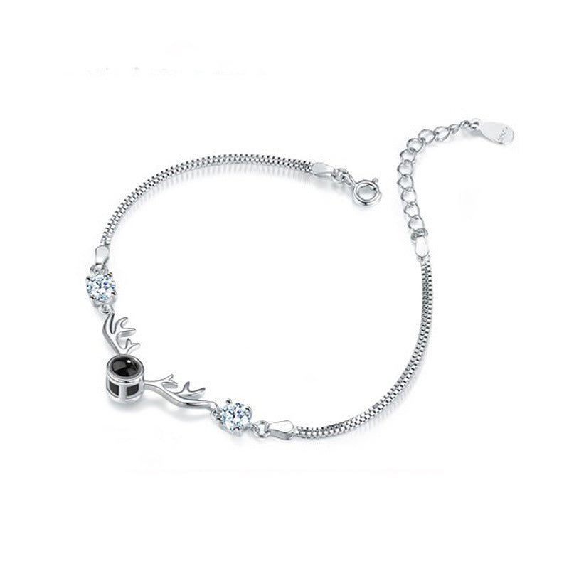 All The Way There Is Your Deer Bracelet Female Lettering Sterling Silver Custom Projection Net Red Sen Series Ins Niche Design One Generation Delivery