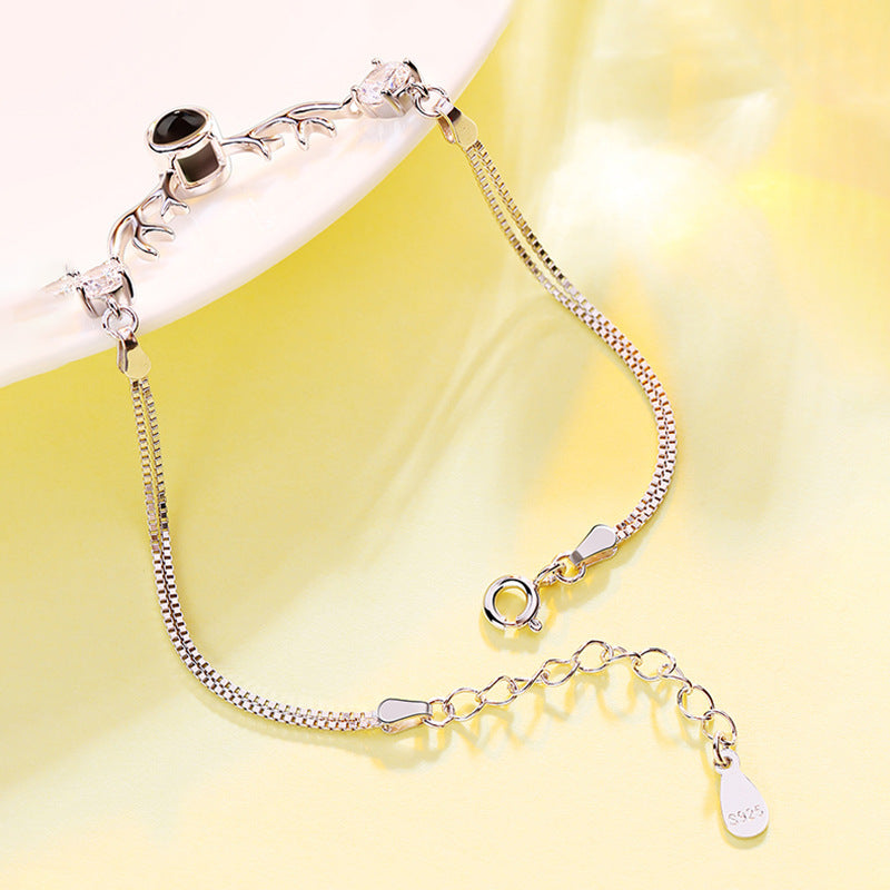 All The Way There Is Your Deer Bracelet Female Lettering Sterling Silver Custom Projection Net Red Sen Series Ins Niche Design One Generation Delivery