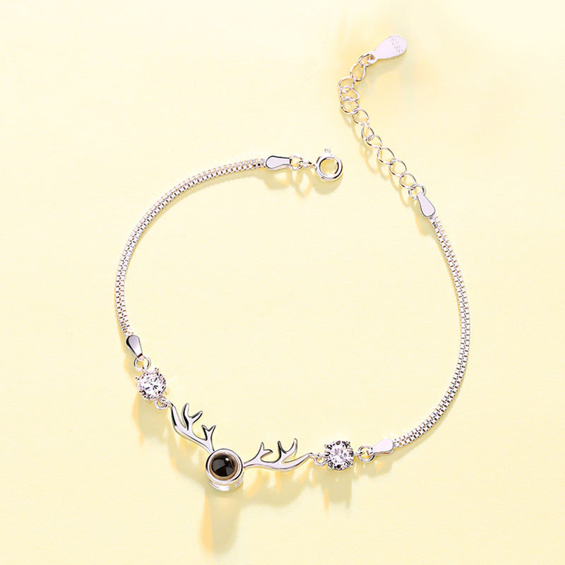 All The Way There Is Your Deer Bracelet Female Lettering Sterling Silver Custom Projection Net Red Sen Series Ins Niche Design One Generation Delivery