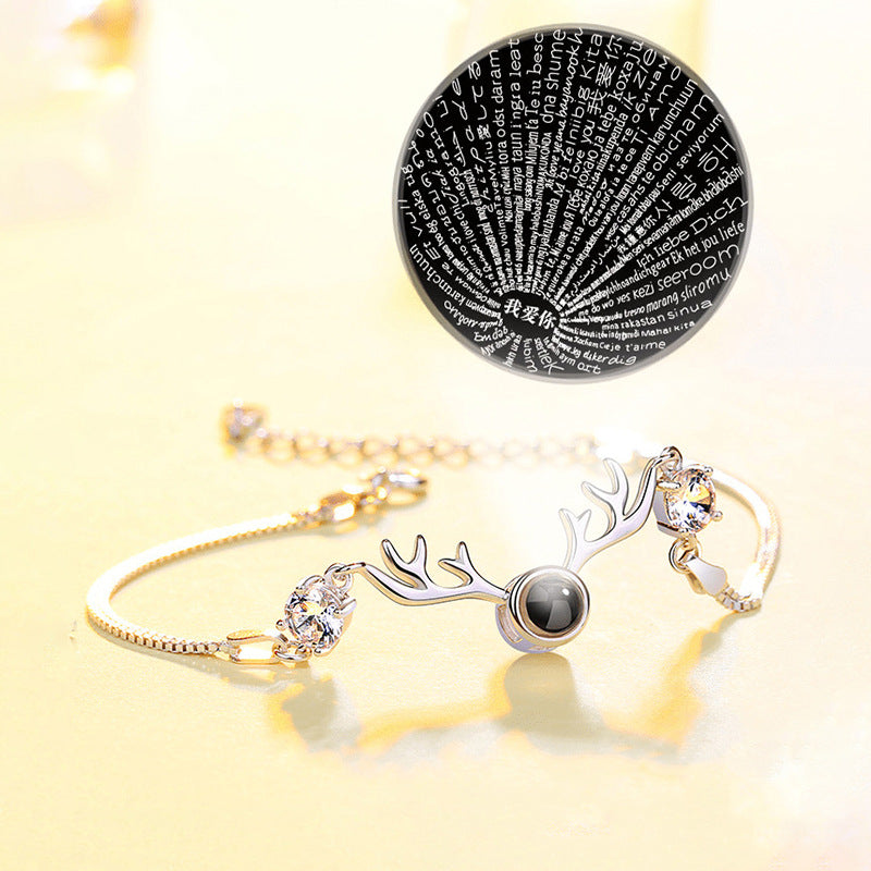 All The Way There Is Your Deer Bracelet Female Lettering Sterling Silver Custom Projection Net Red Sen Series Ins Niche Design One Generation Delivery