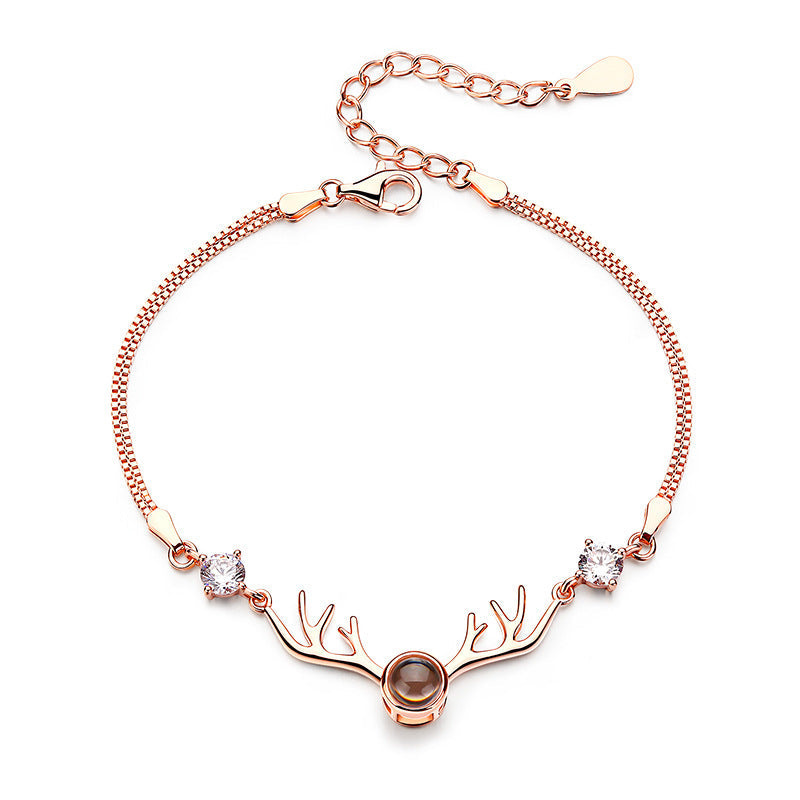 All The Way There Is Your Deer Bracelet Female Lettering Sterling Silver Custom Projection Net Red Sen Series Ins Niche Design One Generation Delivery