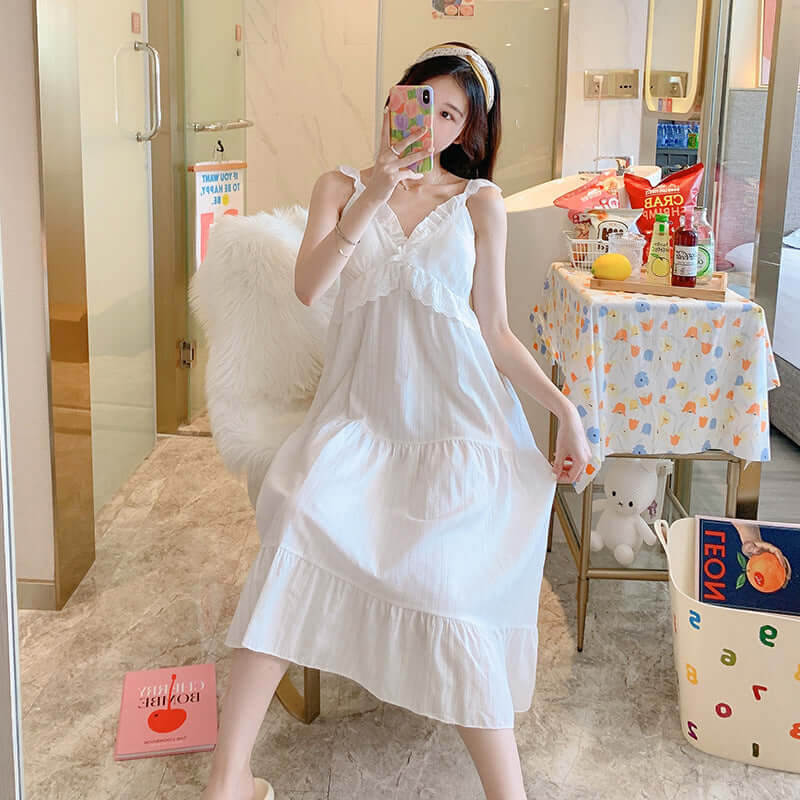 All-cotton Suspender Nightdress Female Summer Princess