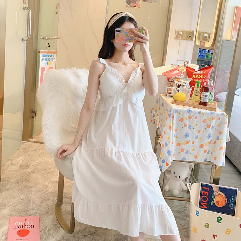 All-cotton Suspender Nightdress Female Summer Princess