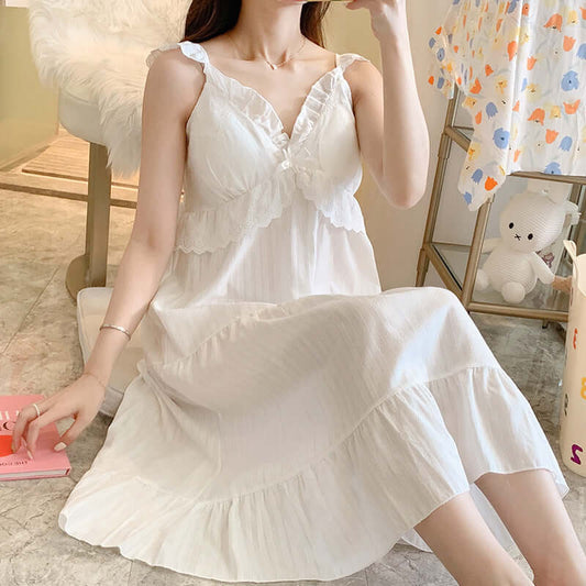 All-cotton Suspender Nightdress Female Summer Princess